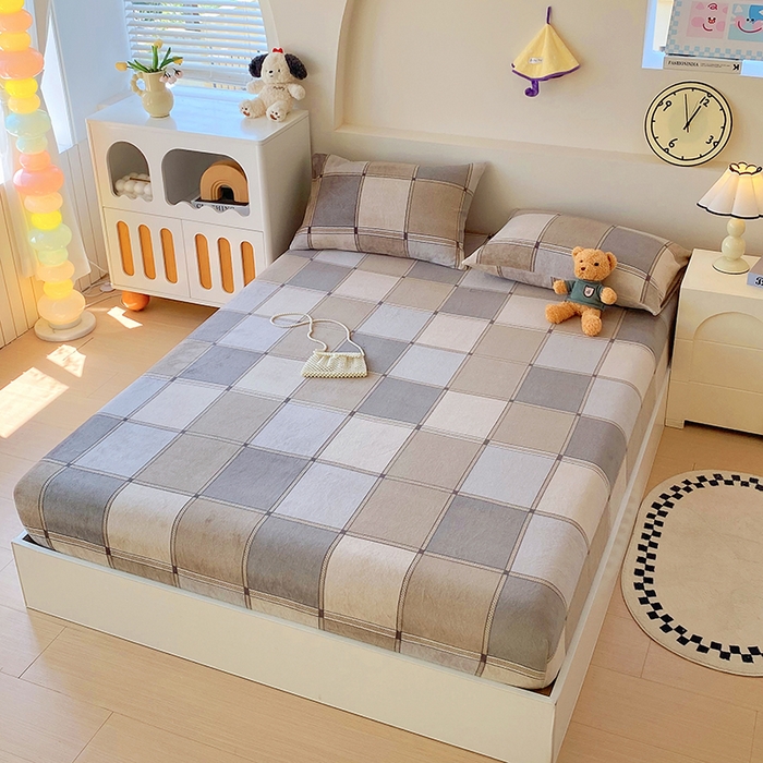 91家纺网 家纺一手货源 找家纺 艾橙家纺 2025秋冬新款高克重牛奶绒印花床笠单品床笠床笠单件 雅致格调