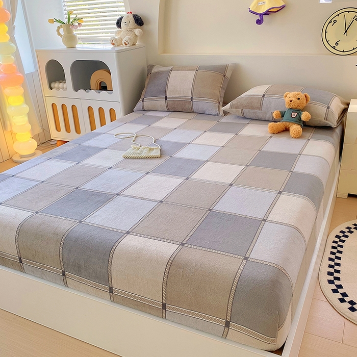 91家纺网 家纺一手货源 找家纺 艾橙家纺 2025秋冬新款高克重牛奶绒印花床笠单品床笠床笠单件 雅致格调