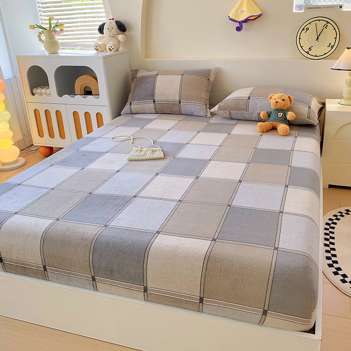 91家纺网 家纺一手货源 找家纺 艾橙家纺 2025秋冬新款高克重牛奶绒印花床笠单品床笠床笠单件 雅致格调