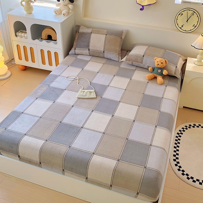 91家纺网 家纺一手货源 找家纺 艾橙家纺 2025秋冬新款高克重牛奶绒印花床笠单品床笠床笠单件 雅致格调