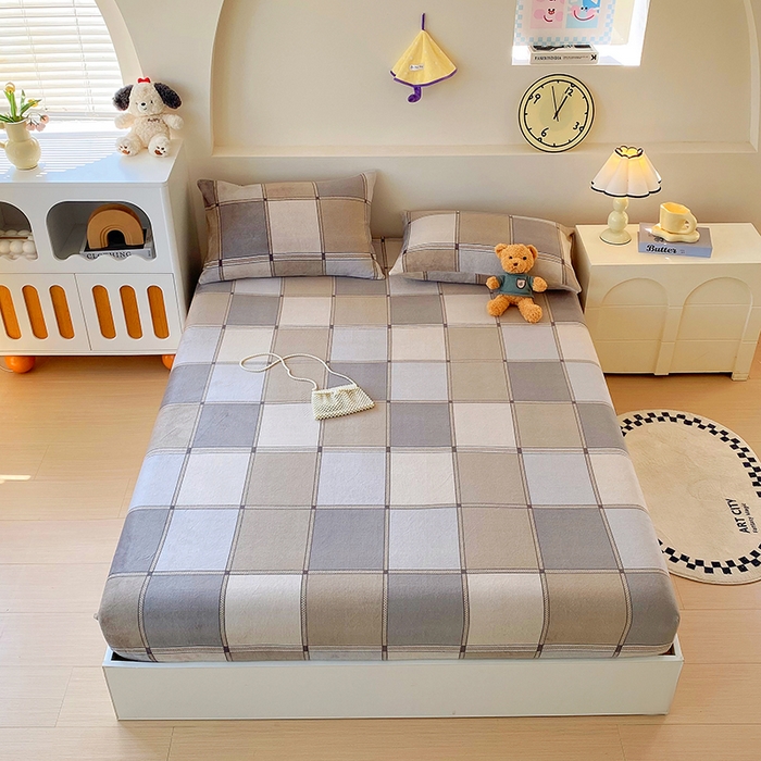 91家纺网 家纺一手货源 找家纺 艾橙家纺 2025秋冬新款高克重牛奶绒印花床笠单品床笠床笠单件 雅致格调