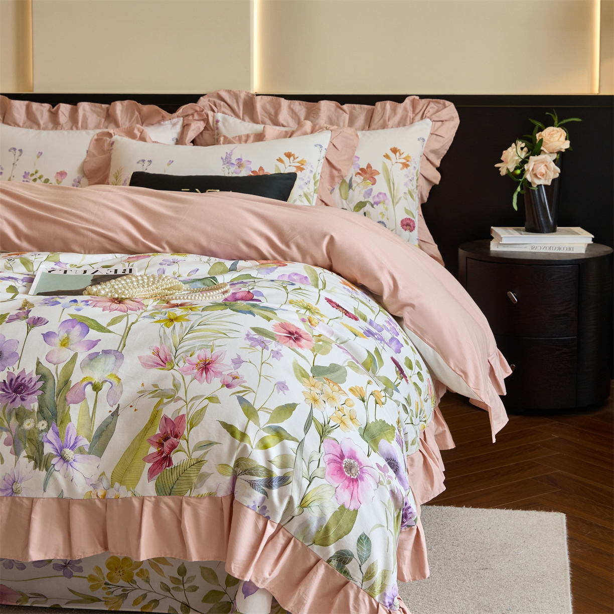 91家纺网 家纺一手货源 找家纺 蓝米卡夫 2025秋冬-全棉60支磨毛数码印花-花边款（礼盒包装）提供买家秀 博尔塔拉