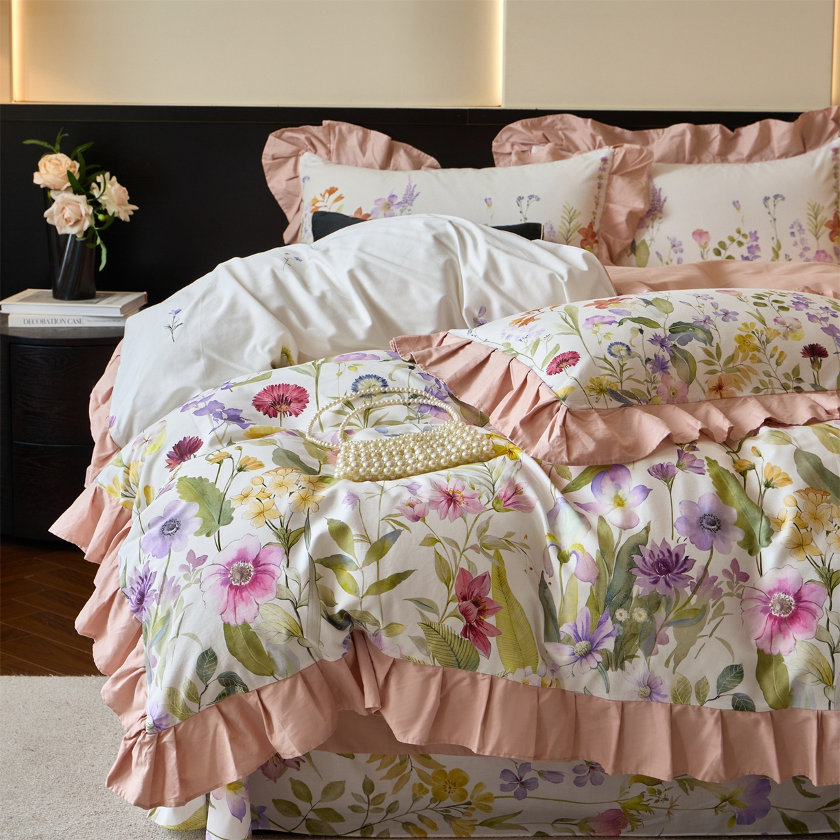 91家纺网 家纺一手货源 找家纺 蓝米卡夫 2025秋冬-全棉60支磨毛数码印花-花边款（礼盒包装）提供买家秀 博尔塔拉