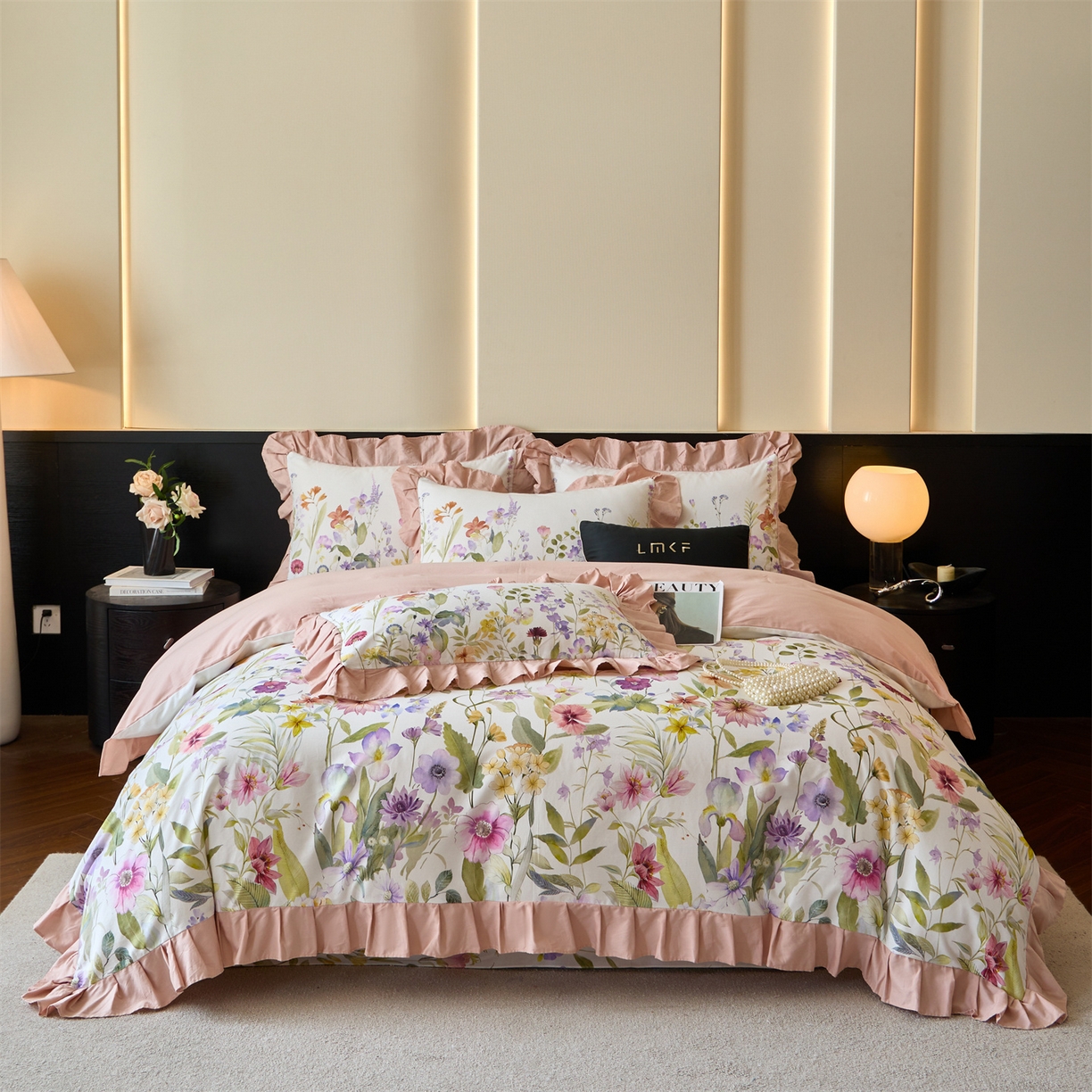 91家纺网 家纺一手货源 找家纺 蓝米卡夫 2025秋冬-全棉60支磨毛数码印花-花边款（礼盒包装）提供买家秀 博尔塔拉