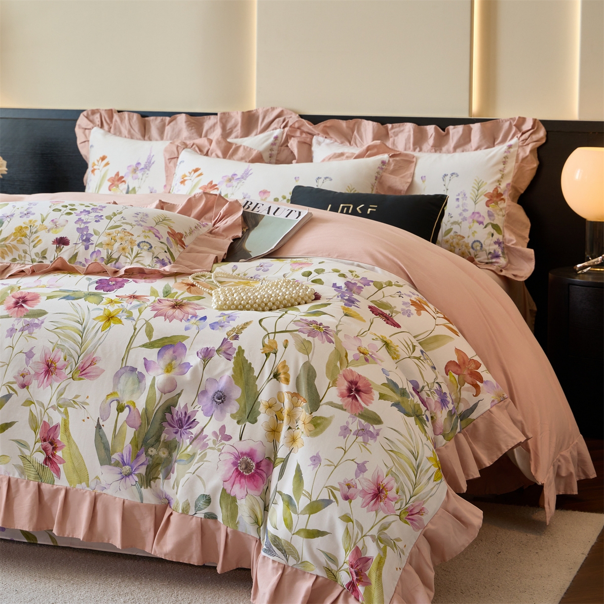 91家纺网 家纺一手货源 找家纺 蓝米卡夫 2025秋冬-全棉60支磨毛数码印花-花边款（礼盒包装）提供买家秀 博尔塔拉