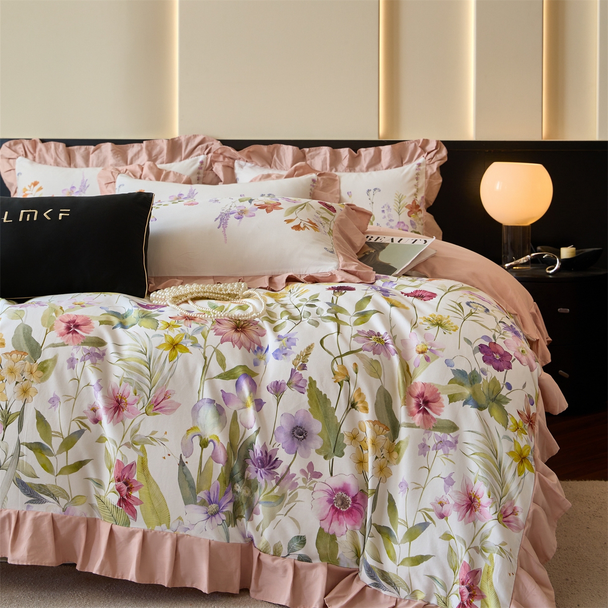 91家纺网 家纺一手货源 找家纺 蓝米卡夫 2025秋冬-全棉60支磨毛数码印花-花边款（礼盒包装）提供买家秀 博尔塔拉