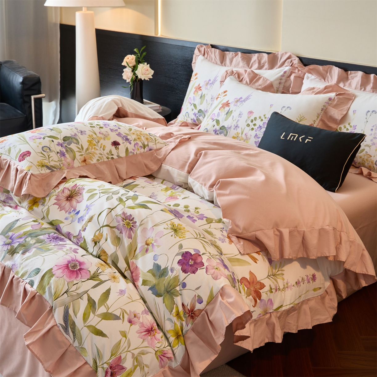 91家纺网 家纺一手货源 找家纺 蓝米卡夫 2025秋冬-全棉60支磨毛数码印花-花边款（礼盒包装）提供买家秀 博尔塔拉