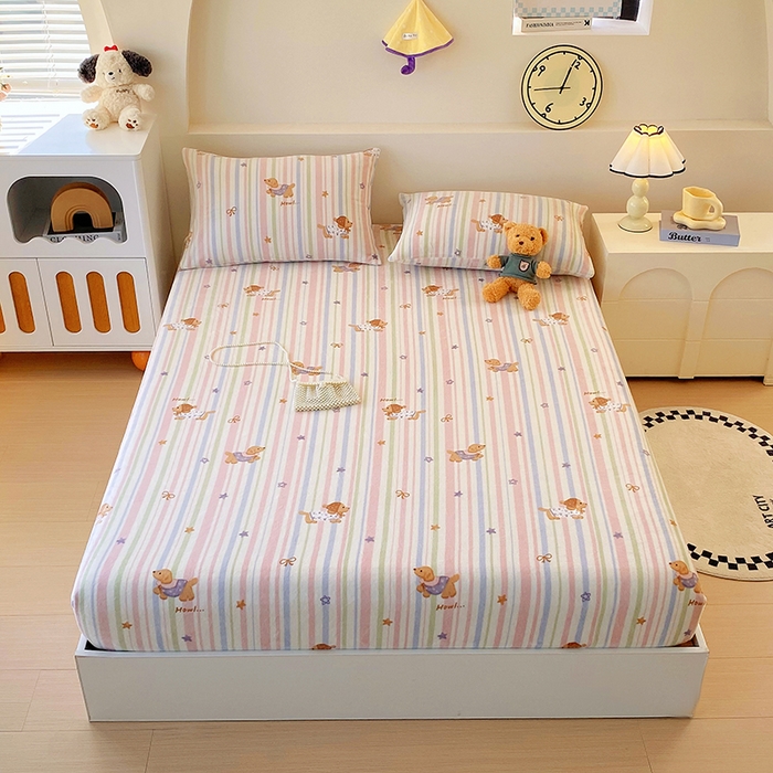 91家纺网 家纺一手货源 找家纺 艾橙家纺 2025秋冬新款高克重牛奶绒印花床笠单品床笠床笠单件 悦动萌宠