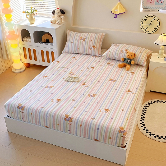 91家纺网 家纺一手货源 找家纺 艾橙家纺 2025秋冬新款高克重牛奶绒印花床笠单品床笠床笠单件 悦动萌宠