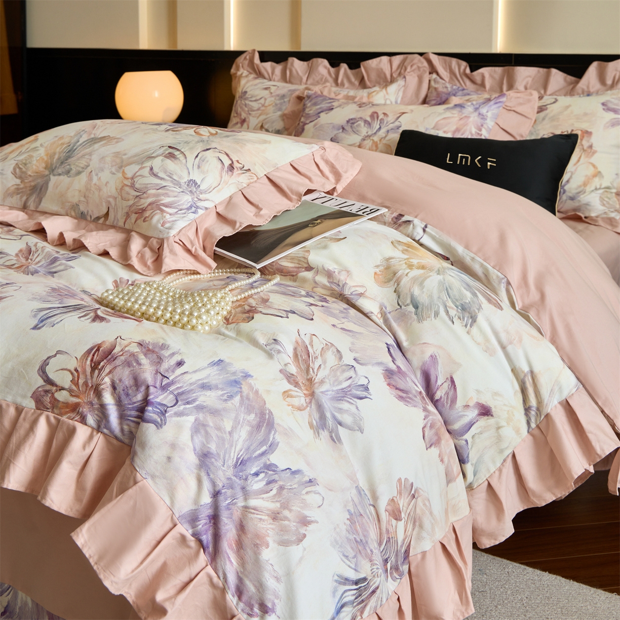 蓝米卡夫 2025秋冬-全棉60支磨毛数码印花-花边款（礼盒包装）提供买家秀 禾木