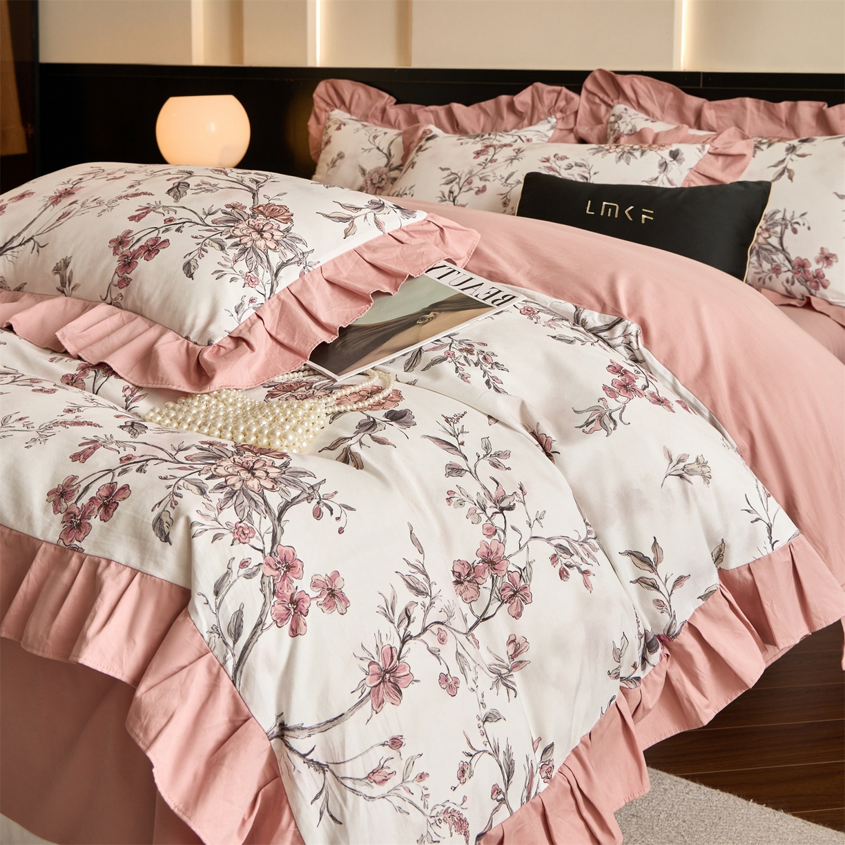 蓝米卡夫 2025秋冬-全棉60支磨毛数码印花-花边款（礼盒包装）提供买家秀 挽花卿