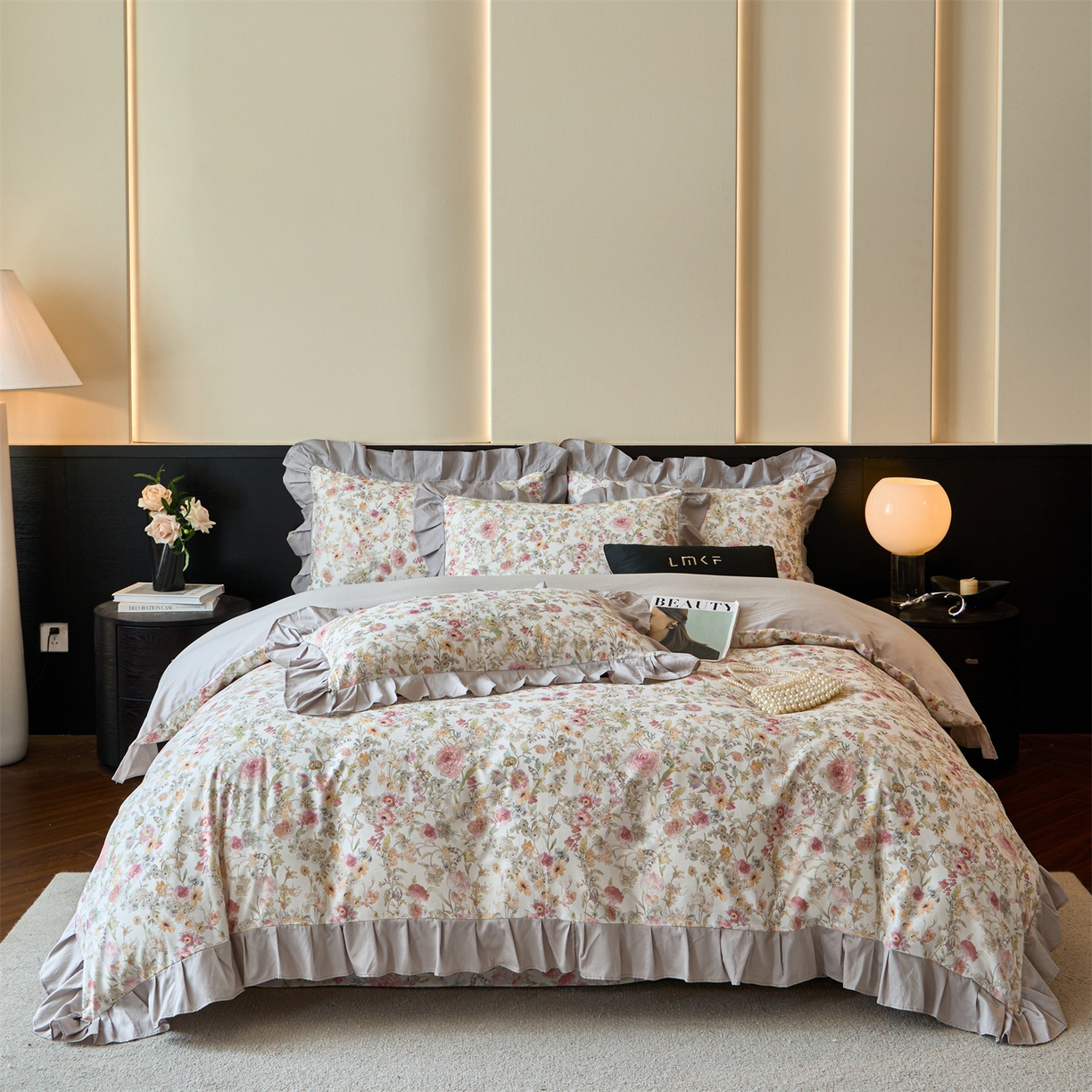 91家纺网 家纺一手货源 找家纺 蓝米卡夫 2025秋冬-全棉60支磨毛数码印花-花边款（礼盒包装）提供买家秀 伊犁