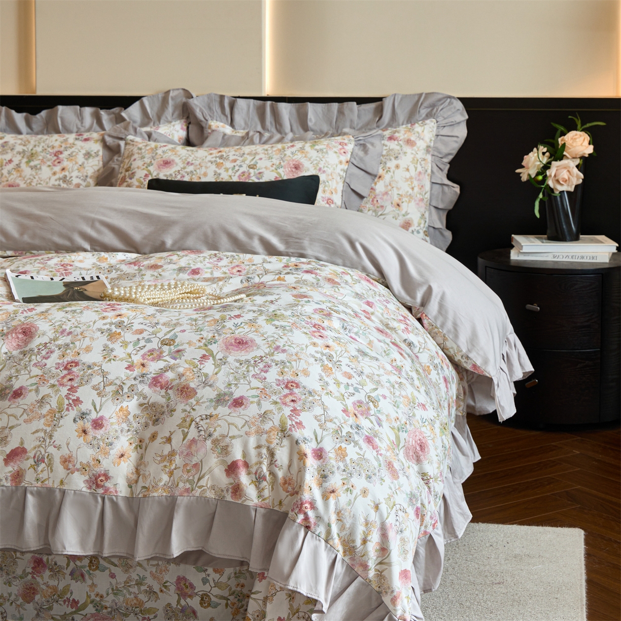 91家纺网 家纺一手货源 找家纺 蓝米卡夫 2025秋冬-全棉60支磨毛数码印花-花边款（礼盒包装）提供买家秀 伊犁