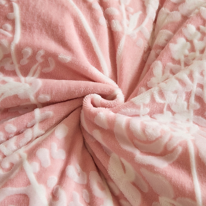 91家纺网 家纺一手货源 找家纺 畅畅家纺 2025新款11斤高克重新款韩版烂花牛奶绒冬季加厚床盖四件套系列 雾里看花-桃粉