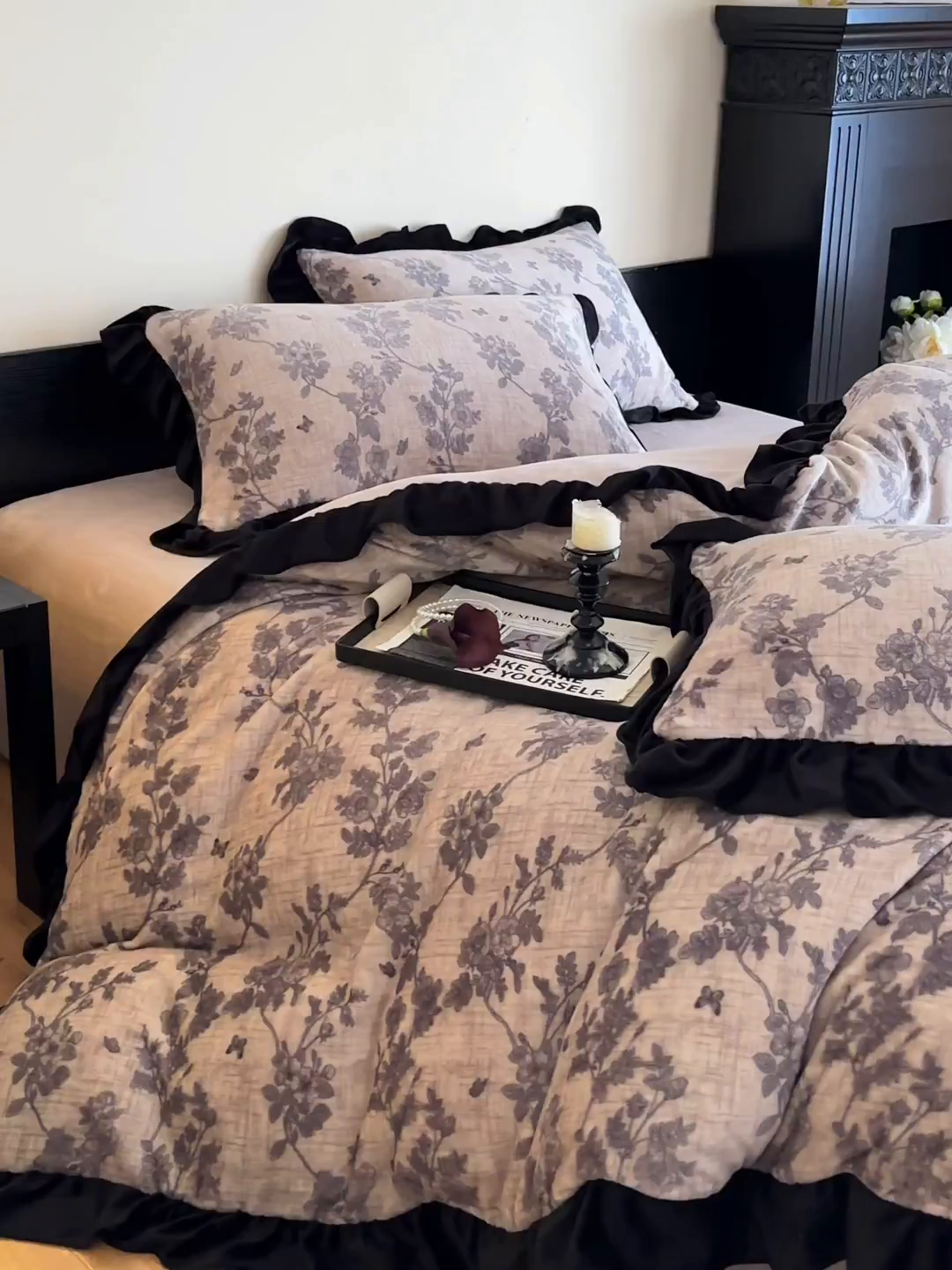 91家纺网 家纺一手货源 找家纺 （总）三朵家纺 2025新款秋冬法式复古风法莱绒花边四件套