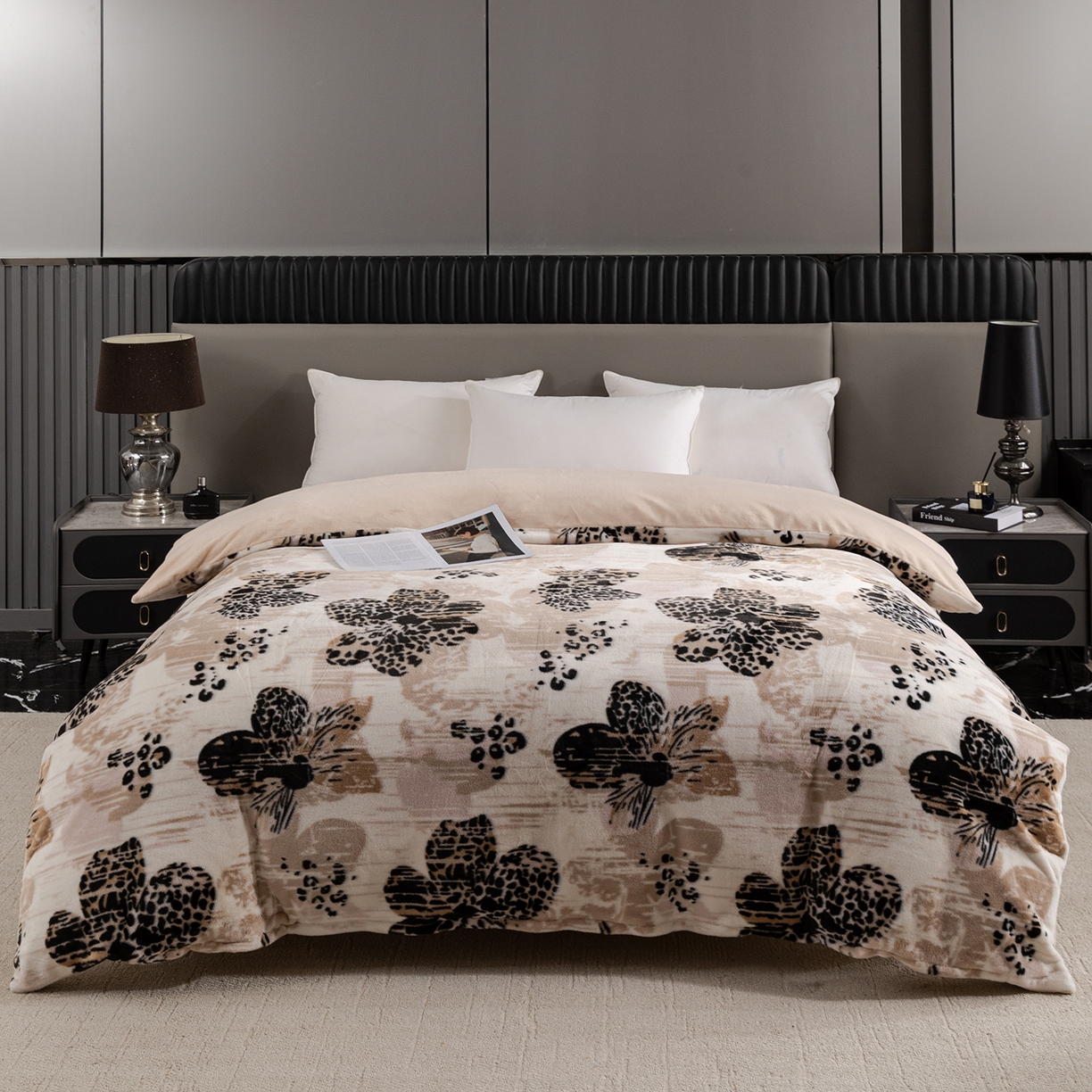 91家纺网 家纺一手货源 找家纺 锦罗绣 2025新款全消光兔绒300克牛奶绒四件套 满园金色