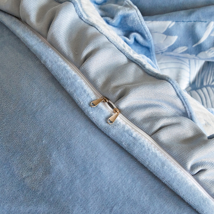 91家纺网 家纺一手货源 找家纺 畅畅家纺 2025新款11斤高克重新款韩版烂花牛奶绒冬季加厚床盖四件套系列 幽兰-海蓝