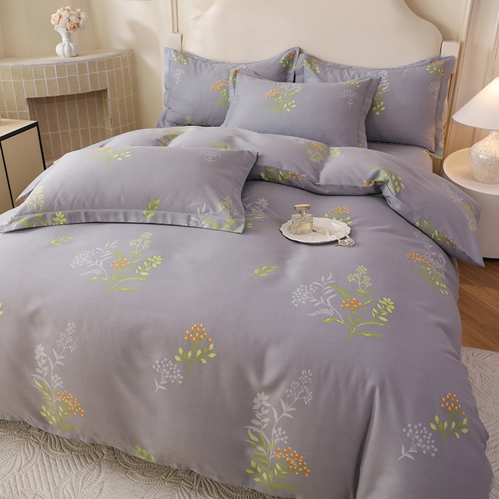 91家纺网 家纺一手货源 找家纺 幸嘉轩 2025新款全棉纯棉喷气加厚磨毛四件套-系列五 花影轻颜