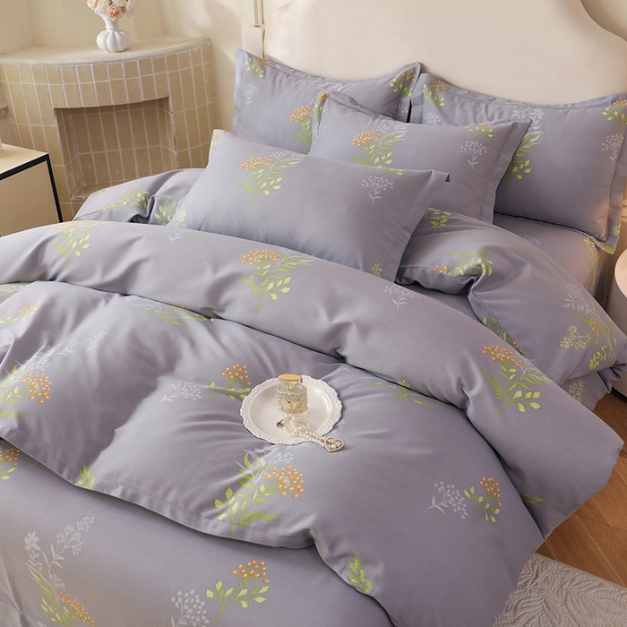 91家纺网 家纺一手货源 找家纺 幸嘉轩 2025新款全棉纯棉喷气加厚磨毛四件套-系列五 花影轻颜