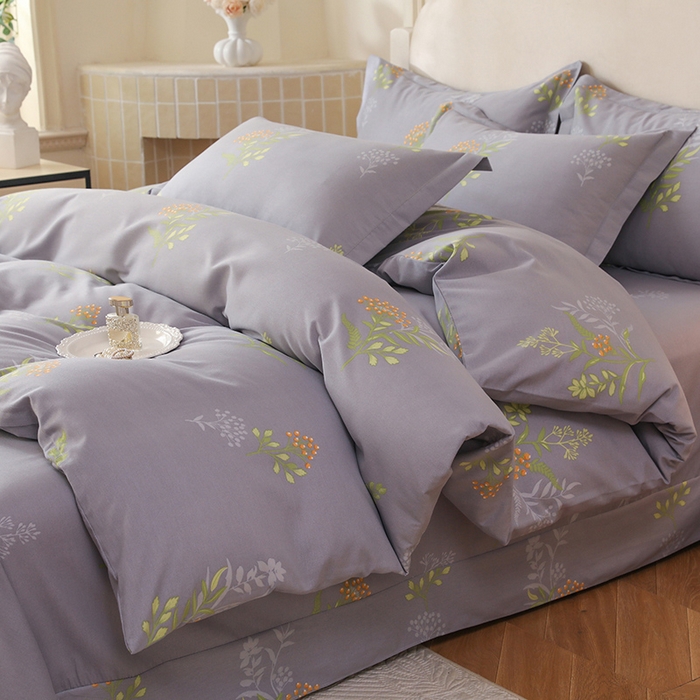 91家纺网 家纺一手货源 找家纺 幸嘉轩 2025新款全棉纯棉喷气加厚磨毛四件套-系列五 花影轻颜