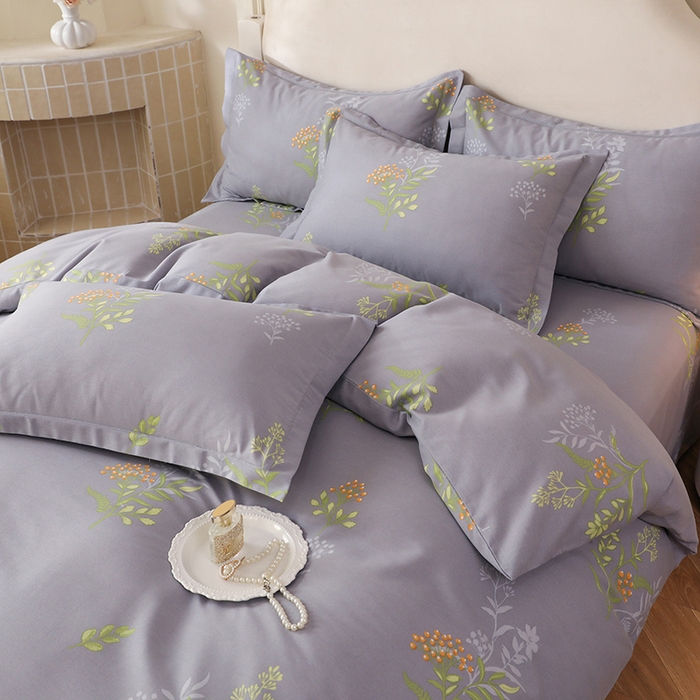 91家纺网 家纺一手货源 找家纺 幸嘉轩 2025新款全棉纯棉喷气加厚磨毛四件套-系列五 花影轻颜