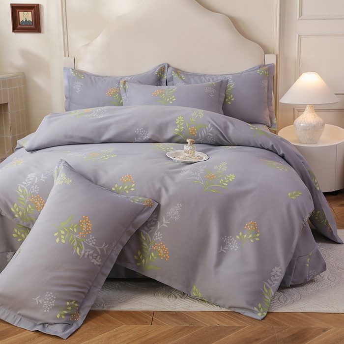 91家纺网 家纺一手货源 找家纺 幸嘉轩 2025新款全棉纯棉喷气加厚磨毛四件套-系列五 花影轻颜