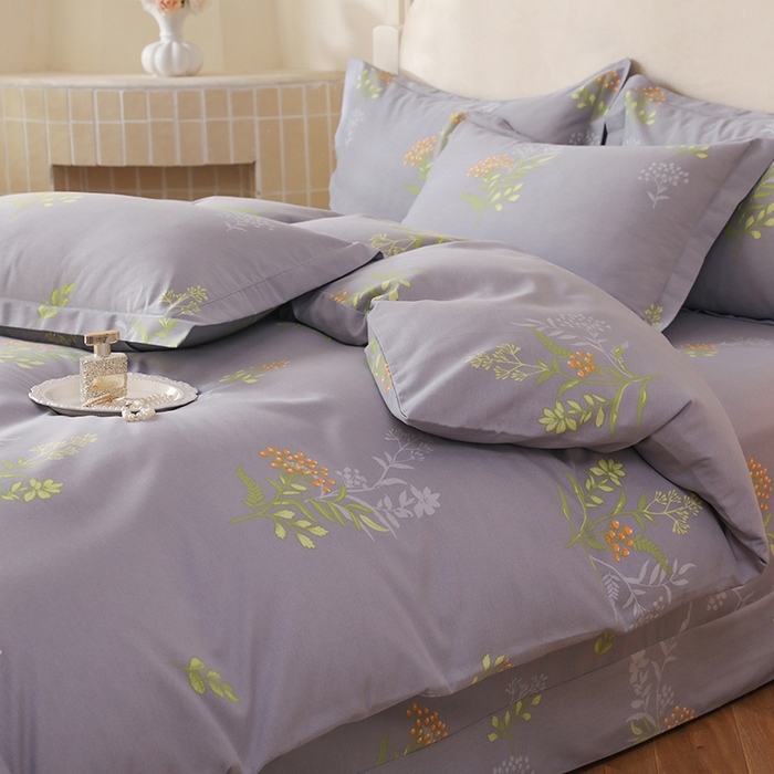 91家纺网 家纺一手货源 找家纺 幸嘉轩 2025新款全棉纯棉喷气加厚磨毛四件套-系列五 花影轻颜