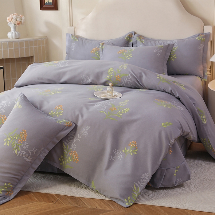 91家纺网 家纺一手货源 找家纺 幸嘉轩 2025新款全棉纯棉喷气加厚磨毛四件套-系列五 花影轻颜