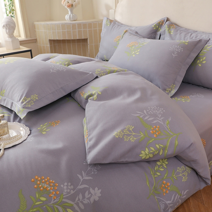 91家纺网 家纺一手货源 找家纺 幸嘉轩 2025新款全棉纯棉喷气加厚磨毛四件套-系列五 花影轻颜