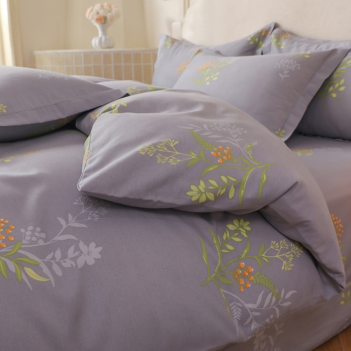 91家纺网 家纺一手货源 找家纺 幸嘉轩 2025新款全棉纯棉喷气加厚磨毛四件套-系列五 花影轻颜