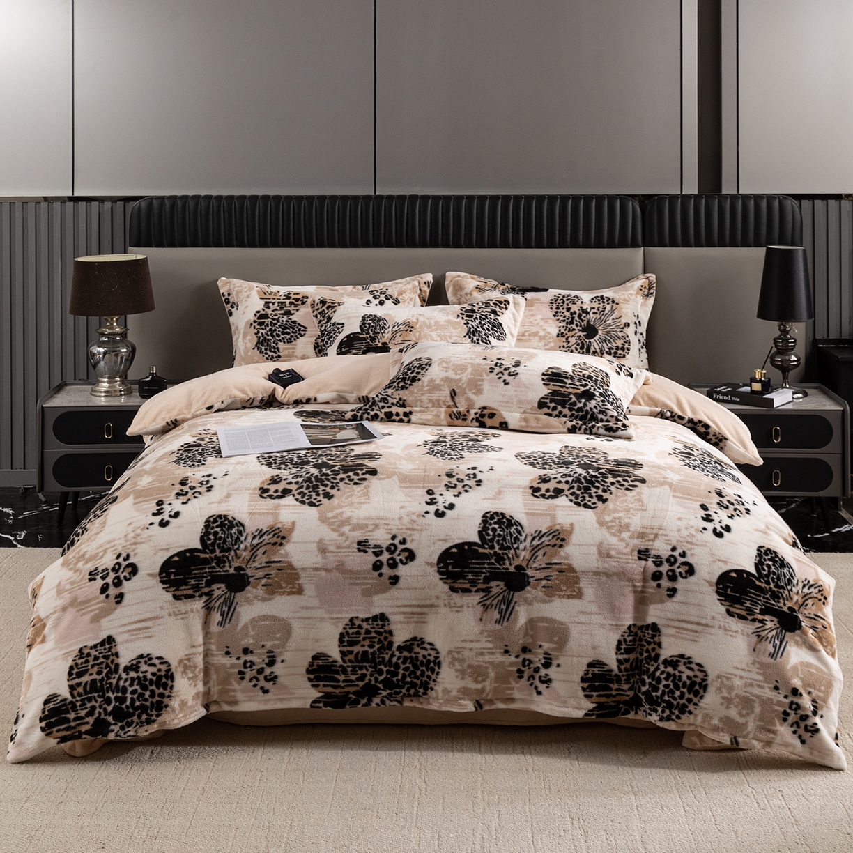 锦罗绣 2025新款全消光兔绒300克牛奶绒四件套 满园金色