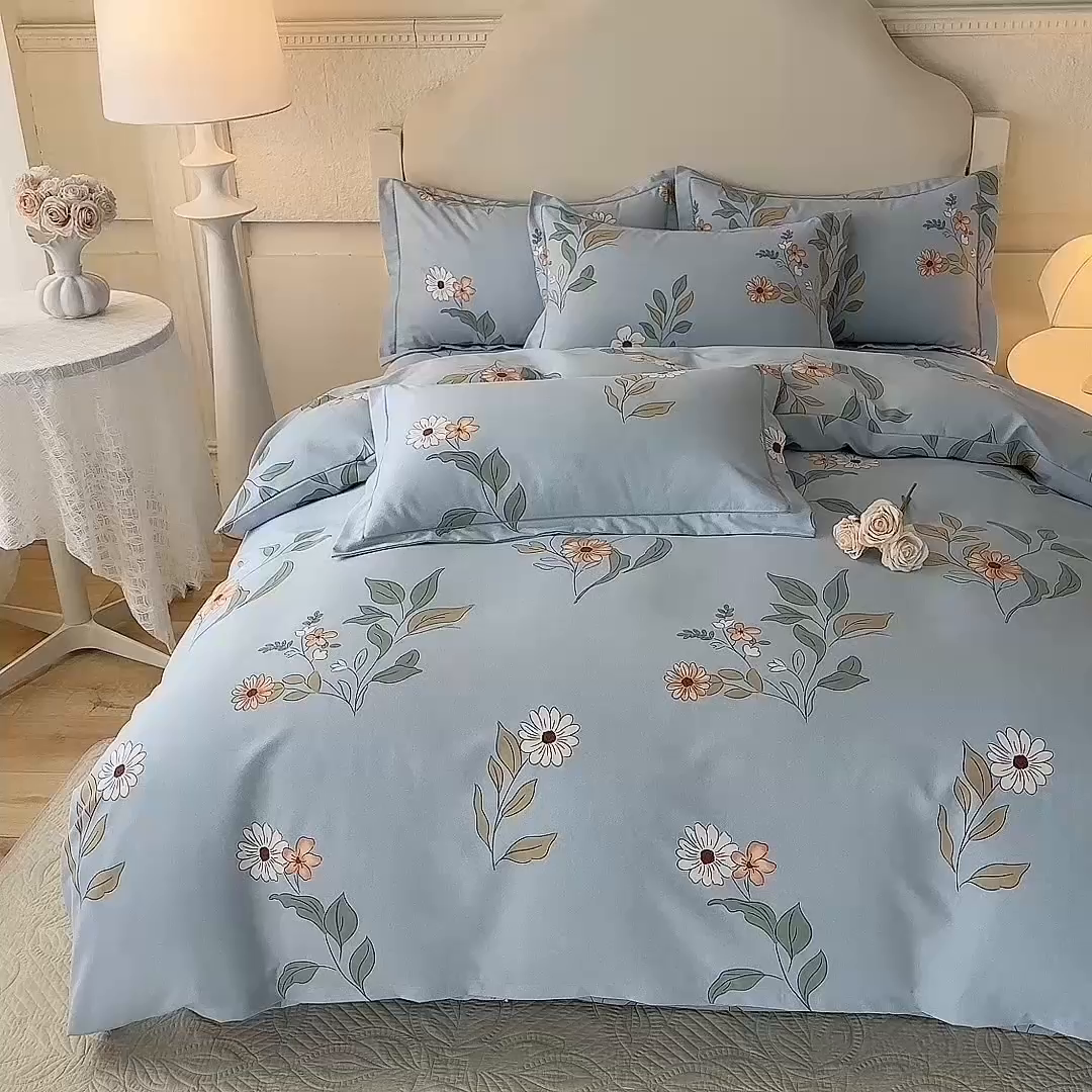 91家纺网 家纺一手货源 找家纺 幸嘉轩 2025新款全棉纯棉喷气加厚磨毛四件套-系列五 流连