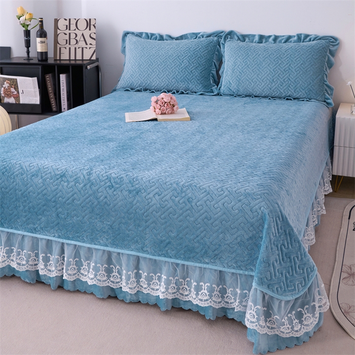 91家纺网 家纺一手货源 找家纺 （总）畅畅家纺 2025新款11斤韩版冬季超柔加厚牛奶绒蝴蝶花边床盖四件套