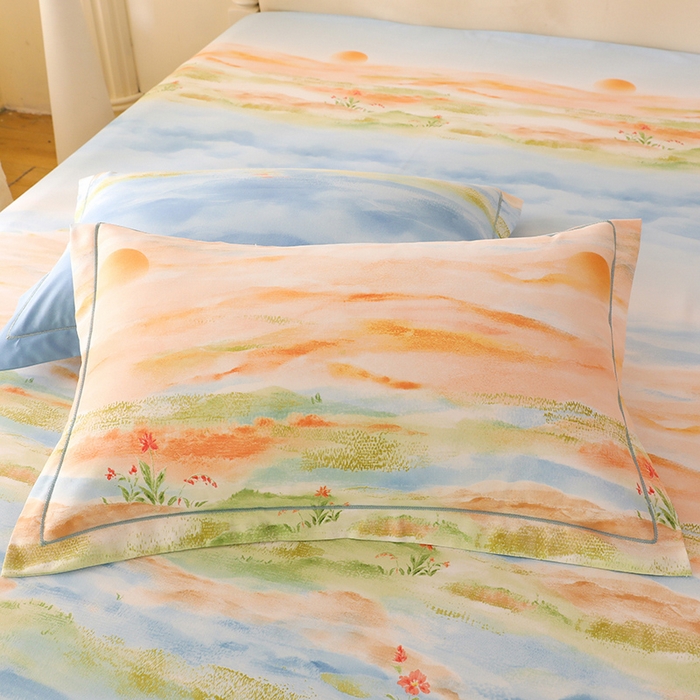 91家纺网 家纺一手货源 找家纺 幸嘉轩 2025新款全棉纯棉喷气加厚磨毛四件套-系列五 秋水一色