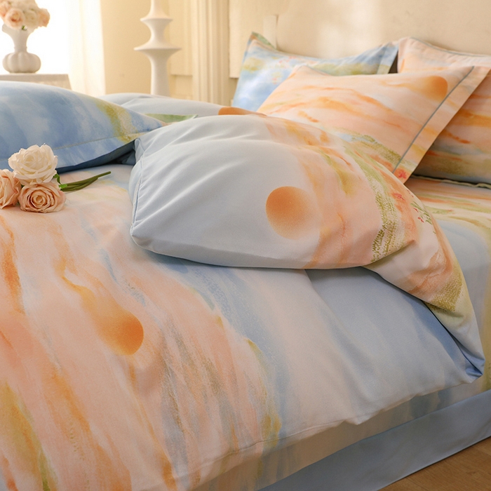 91家纺网 家纺一手货源 找家纺 幸嘉轩 2025新款全棉纯棉喷气加厚磨毛四件套-系列五 秋水一色