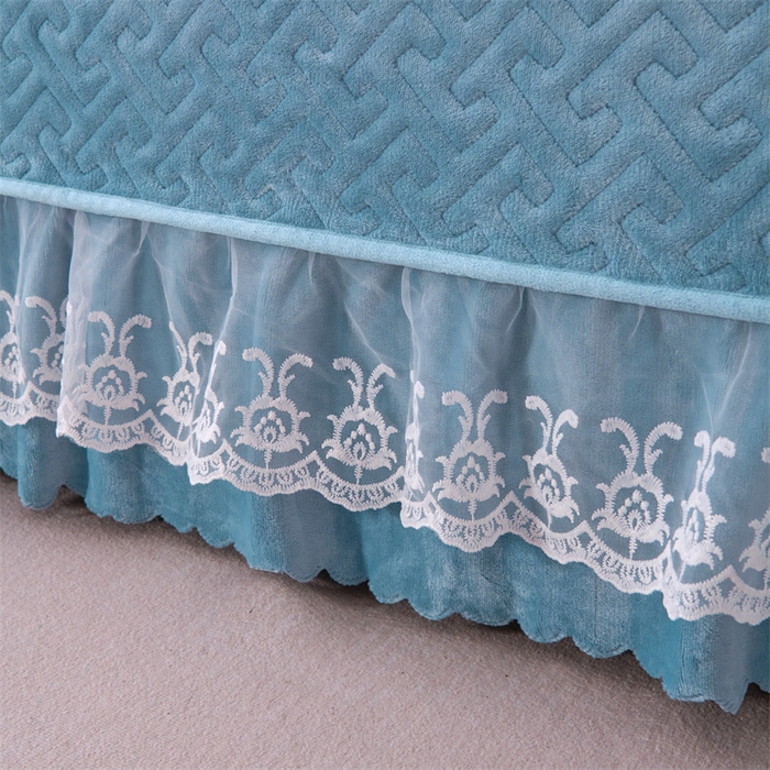 91家纺网 家纺一手货源 找家纺 畅畅家纺 2025新款11斤韩版冬季超柔加厚牛奶绒蝴蝶花边床盖四件套 宝蓝