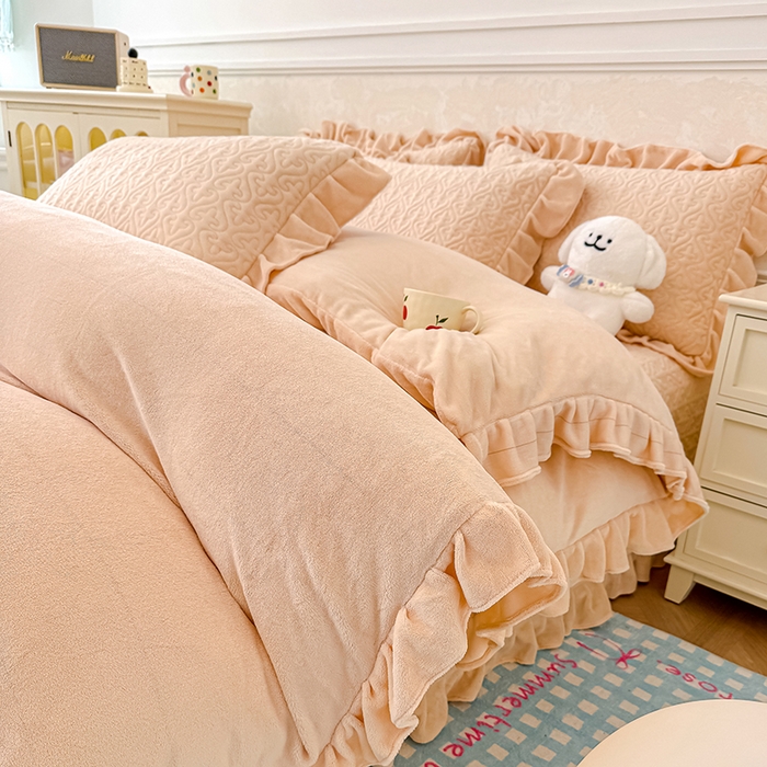 归属 2025新款牛奶绒床盖四件套 卡其色