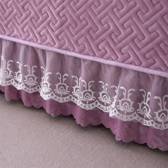 91家纺网 家纺一手货源 找家纺 畅畅家纺 2025新款11斤韩版冬季超柔加厚牛奶绒蝴蝶花边床盖四件套 罗兰紫