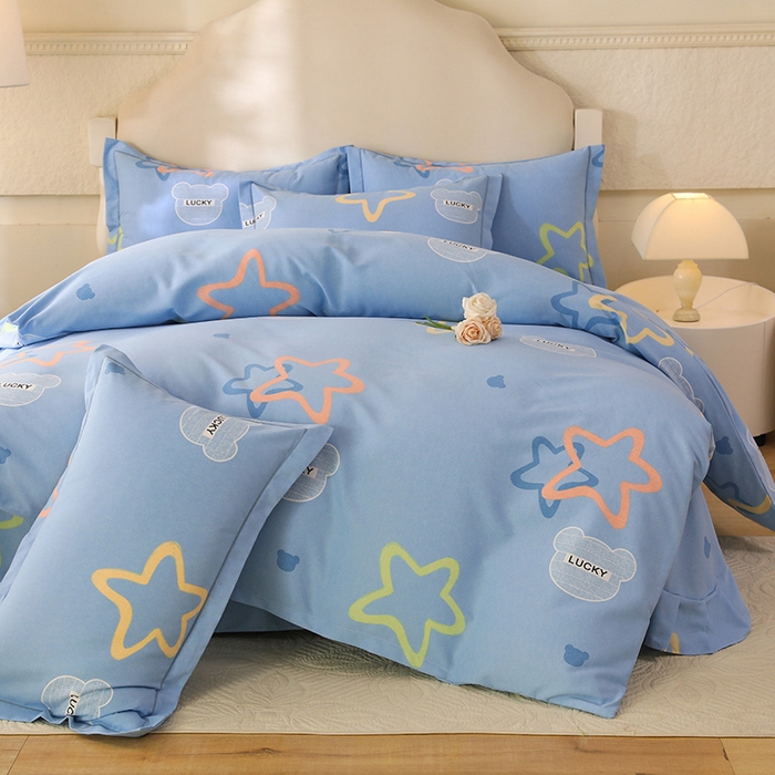 91家纺网 家纺一手货源 找家纺 幸嘉轩 2025新款全棉纯棉喷气加厚磨毛四件套-系列五 星辰