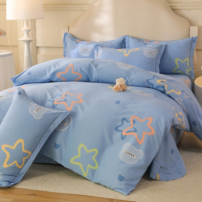 91家纺网 家纺一手货源 找家纺 幸嘉轩 2025新款全棉纯棉喷气加厚磨毛四件套-系列五 星辰