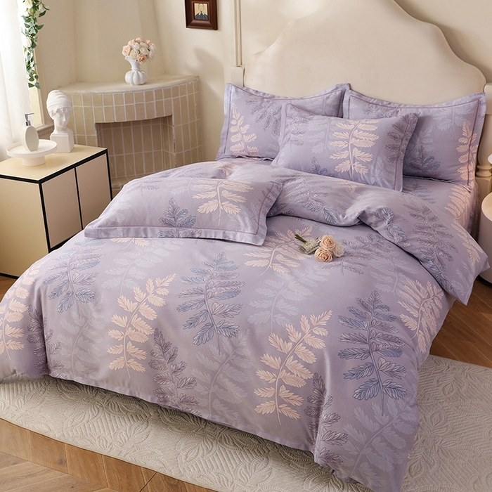 91家纺网 家纺一手货源 找家纺 幸嘉轩 2025新款全棉纯棉喷气加厚磨毛四件套-系列五 叶恋