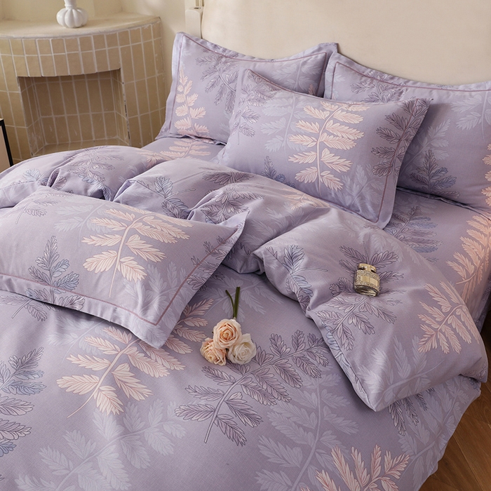 91家纺网 家纺一手货源 找家纺 幸嘉轩 2025新款全棉纯棉喷气加厚磨毛四件套-系列五 叶恋