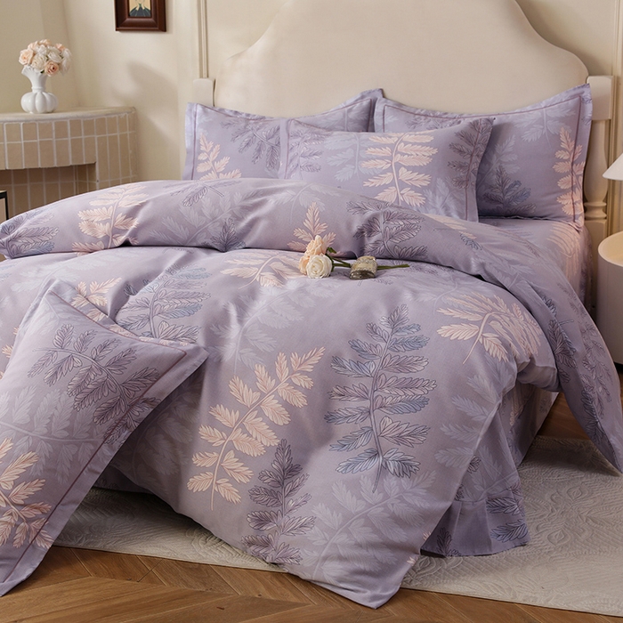 91家纺网 家纺一手货源 找家纺 幸嘉轩 2025新款全棉纯棉喷气加厚磨毛四件套-系列五 叶恋