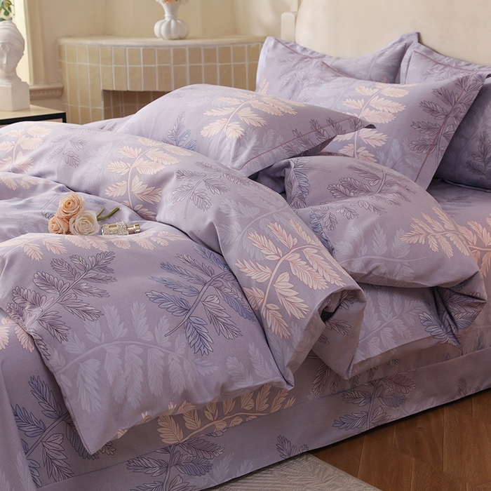 91家纺网 家纺一手货源 找家纺 幸嘉轩 2025新款全棉纯棉喷气加厚磨毛四件套-系列五 叶恋