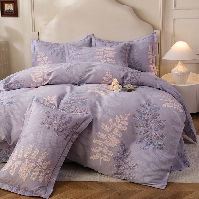 91家纺网 家纺一手货源 找家纺 幸嘉轩 2025新款全棉纯棉喷气加厚磨毛四件套-系列五 叶恋