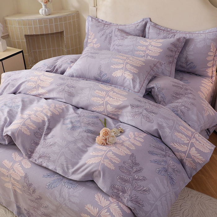 91家纺网 家纺一手货源 找家纺 幸嘉轩 2025新款全棉纯棉喷气加厚磨毛四件套-系列五 叶恋