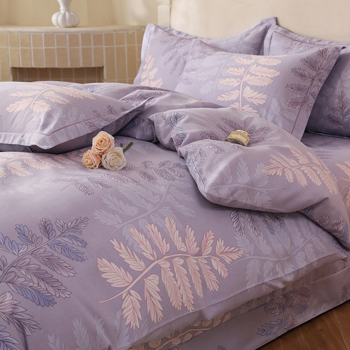 91家纺网 家纺一手货源 找家纺 幸嘉轩 2025新款全棉纯棉喷气加厚磨毛四件套-系列五 叶恋