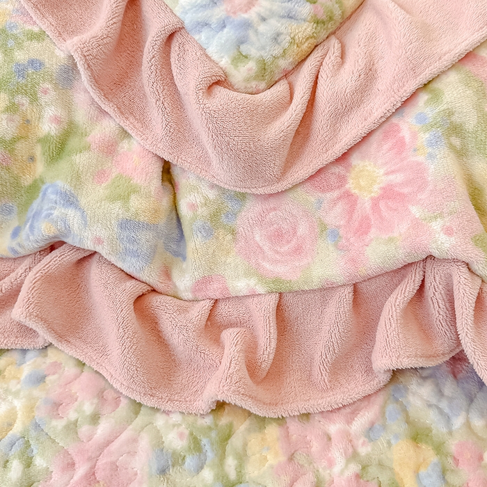 91家纺网 家纺一手货源 找家纺 归属 2025新款牛奶绒床盖四件套 碎花绮梦粉