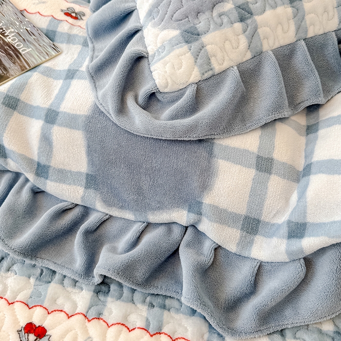 91家纺网 家纺一手货源 找家纺 归属 2025新款牛奶绒床盖四件套 西西里樱桃