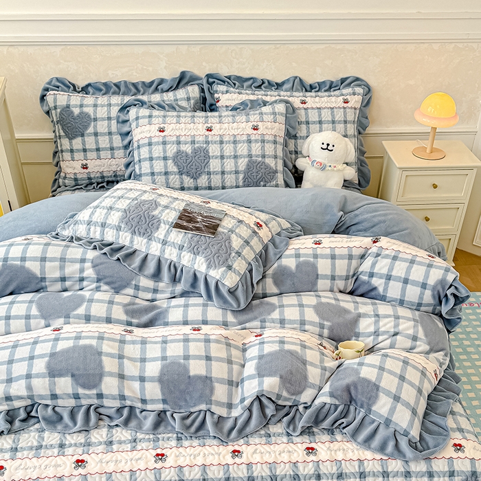 91家纺网 家纺一手货源 找家纺 归属 2025新款牛奶绒床盖四件套 西西里樱桃